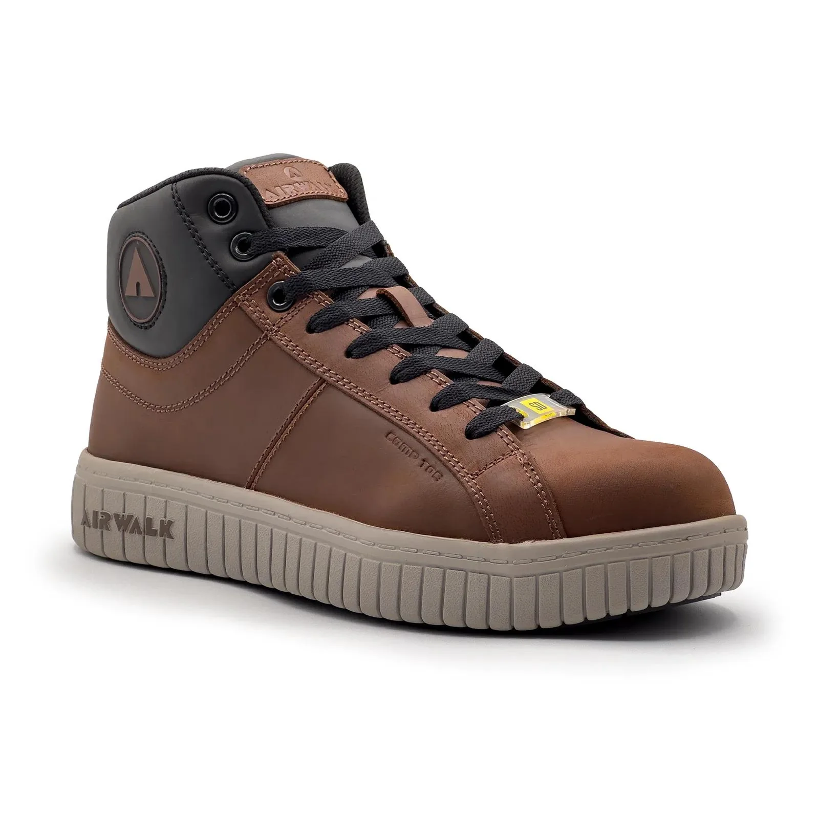 Deuce SD10 Leather Mid Composite Toe Work Boots – Brown/Tan - Image 2