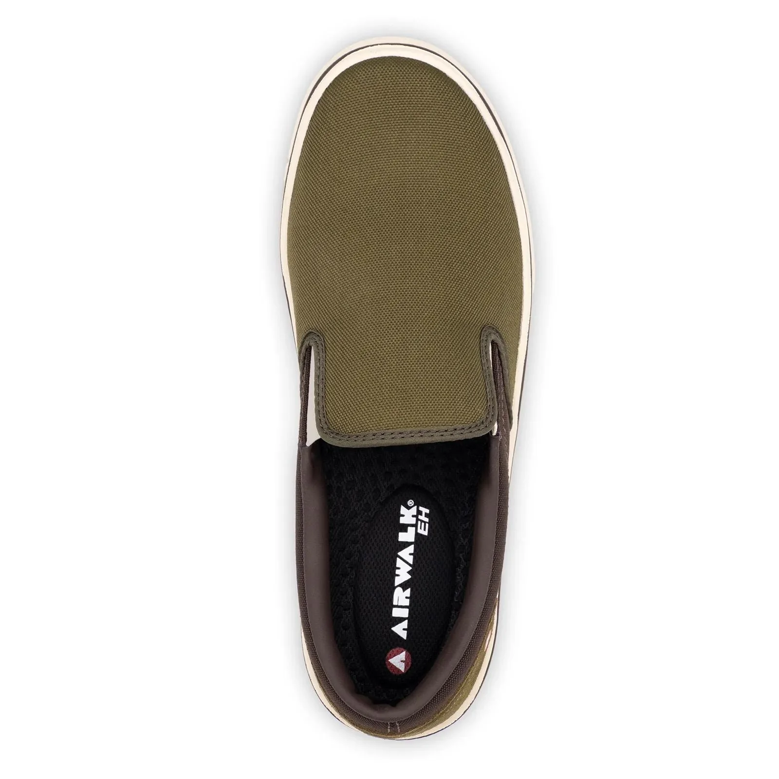 Venice Canvas Slip-On Composite Toe Work Shoes – Military Olive/Chocolate Brown - Image 4