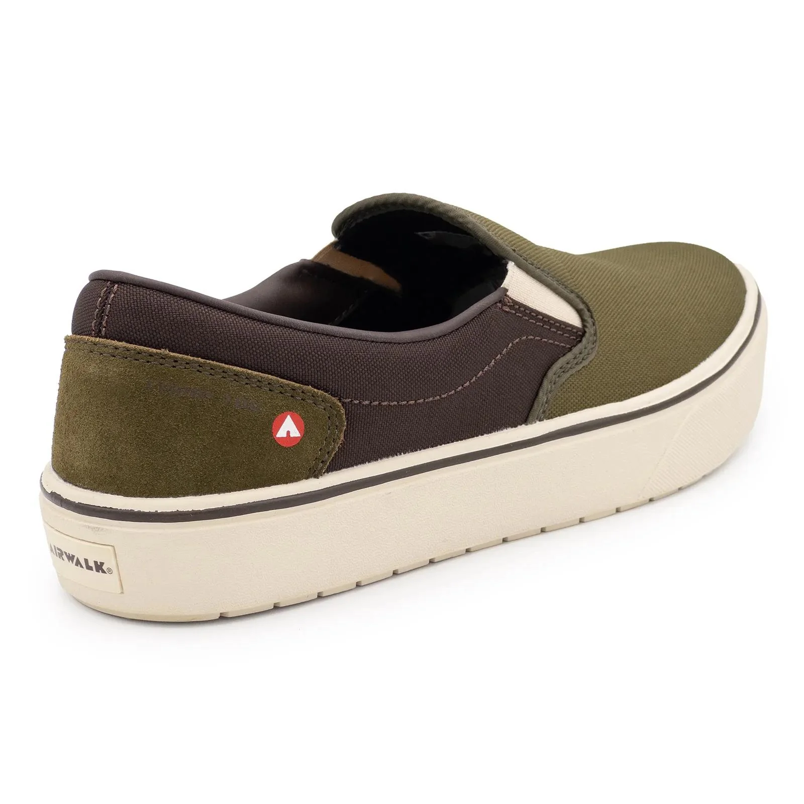 Venice Canvas Slip-On Composite Toe Work Shoes – Military Olive/Chocolate Brown - Image 5
