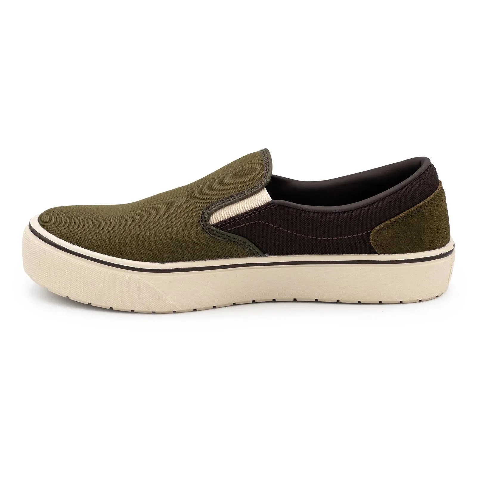 Venice Canvas Slip-On Composite Toe Work Shoes – Military Olive/Chocolate Brown - Image 6
