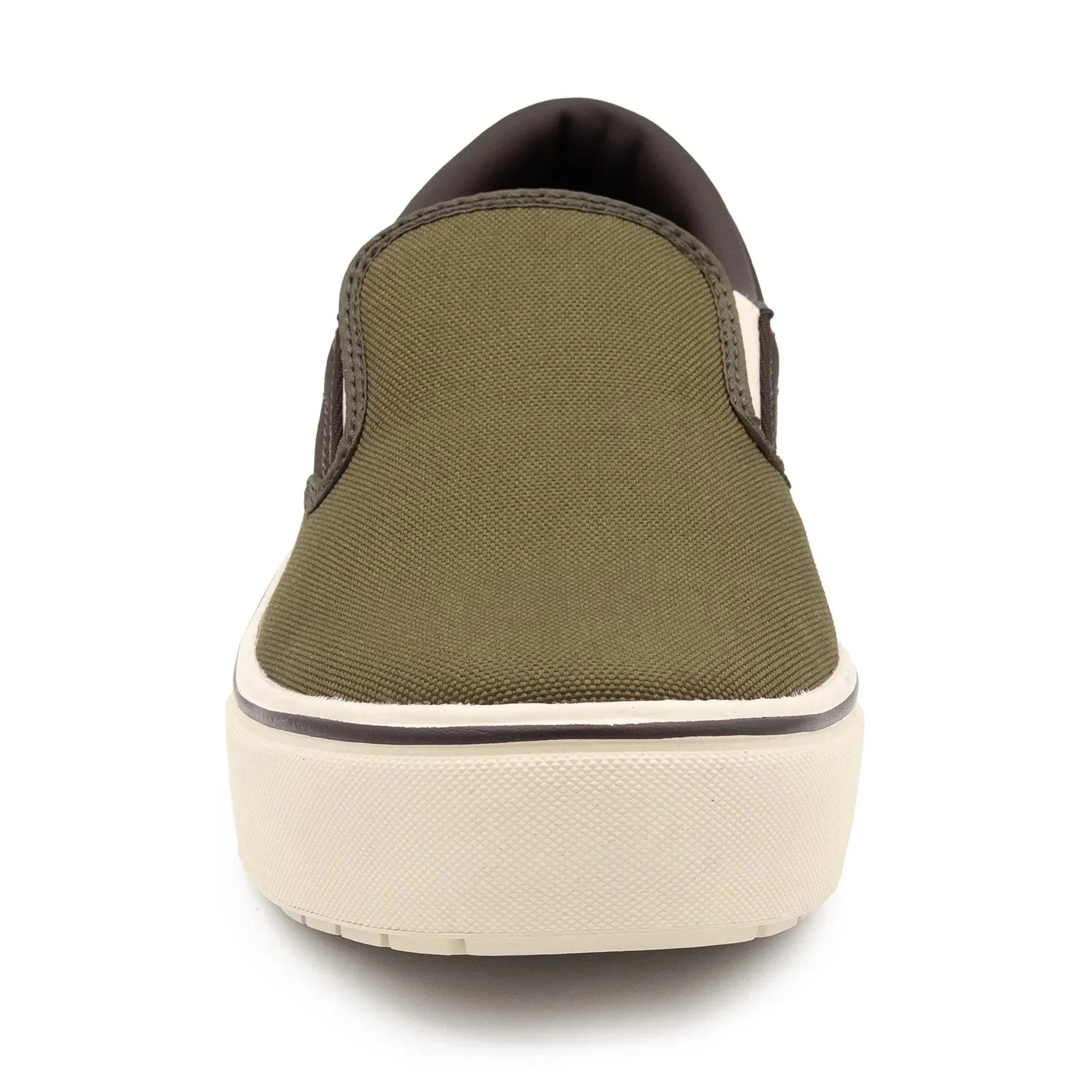 Venice Canvas Slip-On Composite Toe Work Shoes – Military Olive/Chocolate Brown - Image 7