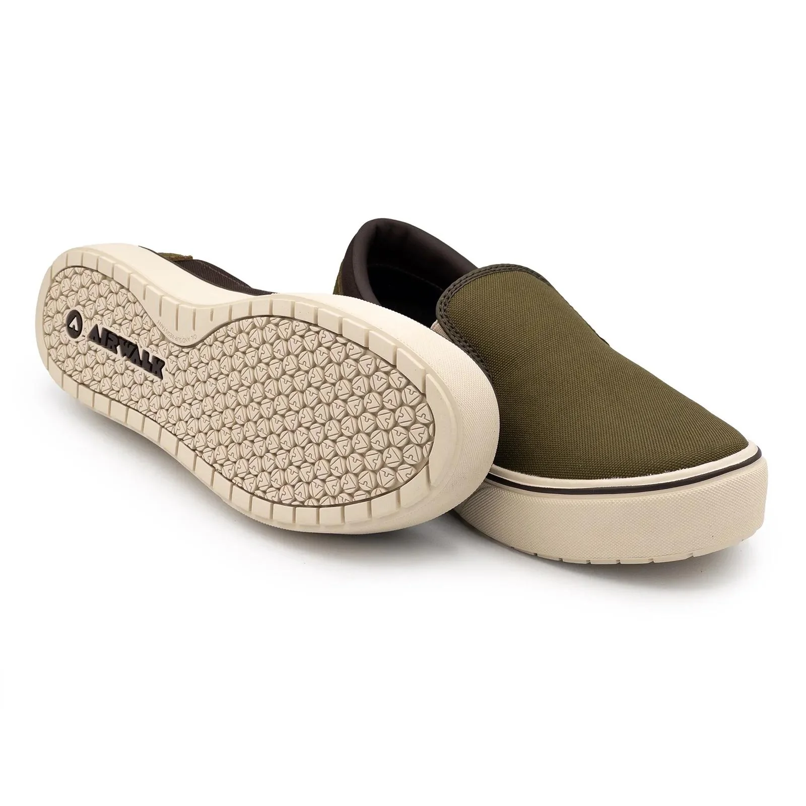 Venice Canvas Slip-On Composite Toe Work Shoes – Military Olive/Chocolate Brown - Image 8
