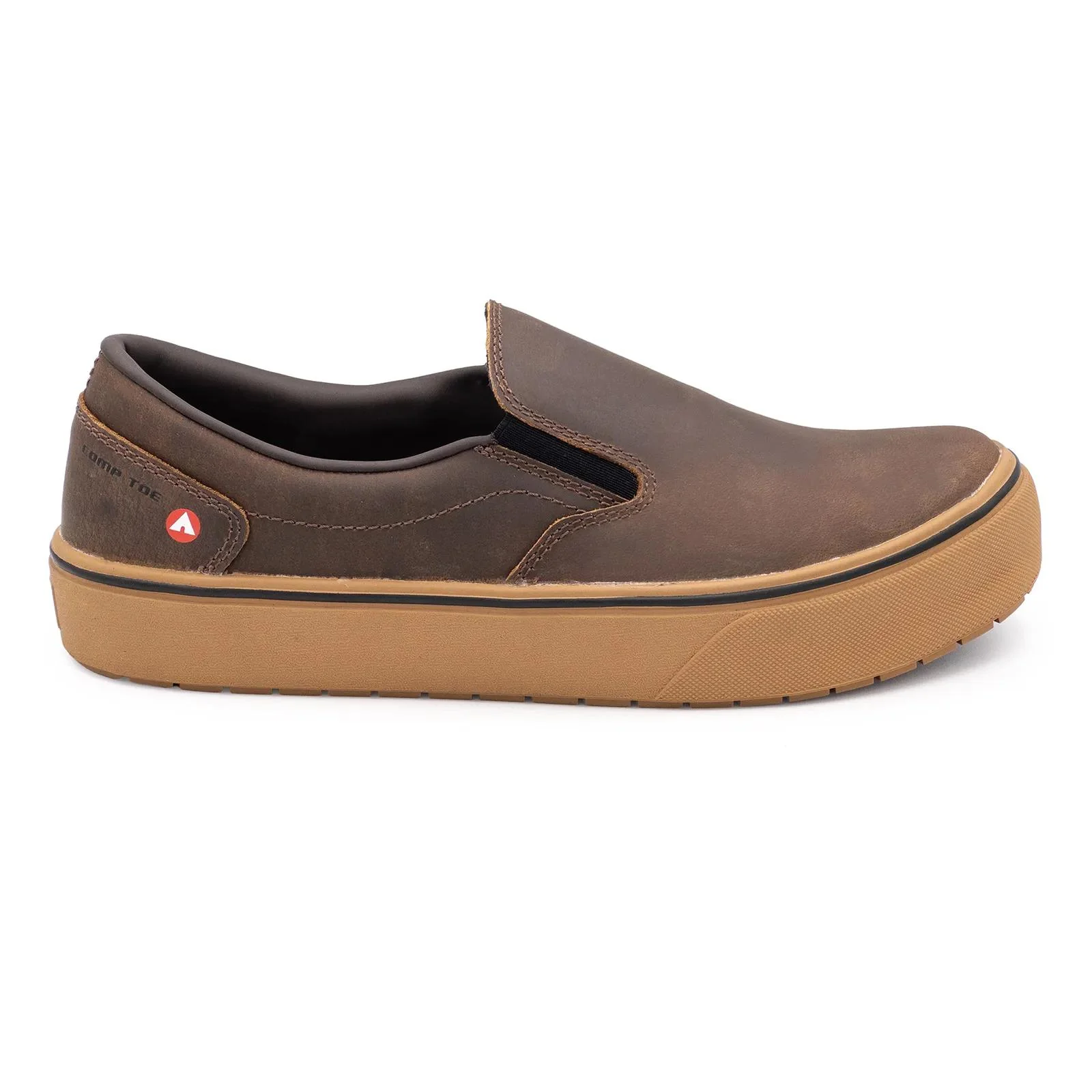 Venice Leather Slip-On Composite Toe Work Shoes – Brown/Gum