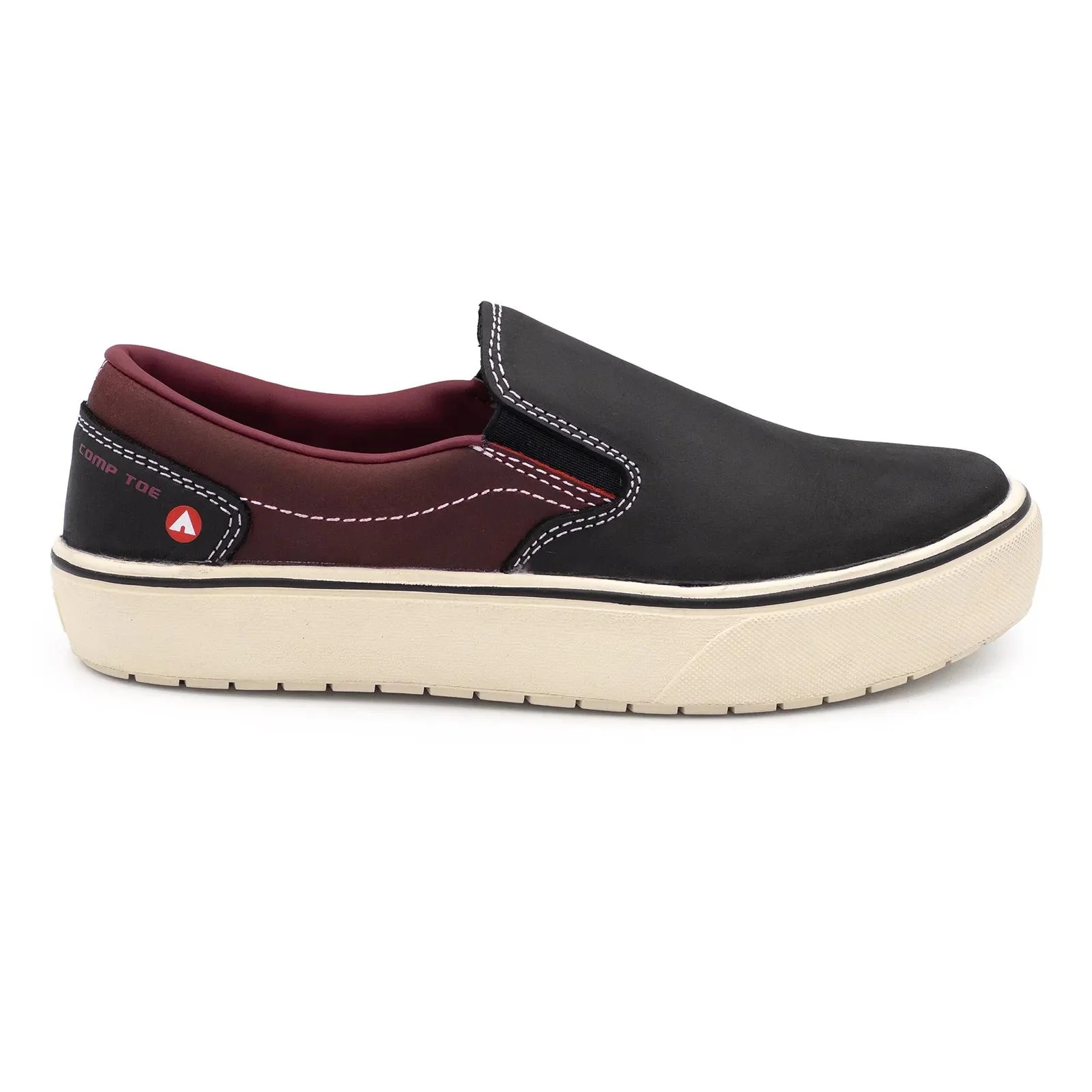 Venice Leather Slip-On Women’s Composite Toe Work Shoes – Black/Tawny Port