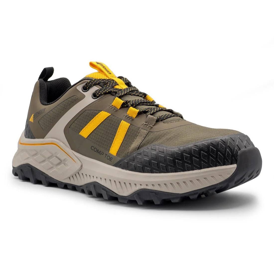 Aero Trail Composite Toe Work Shoes – Olive/Yellow - Image 2