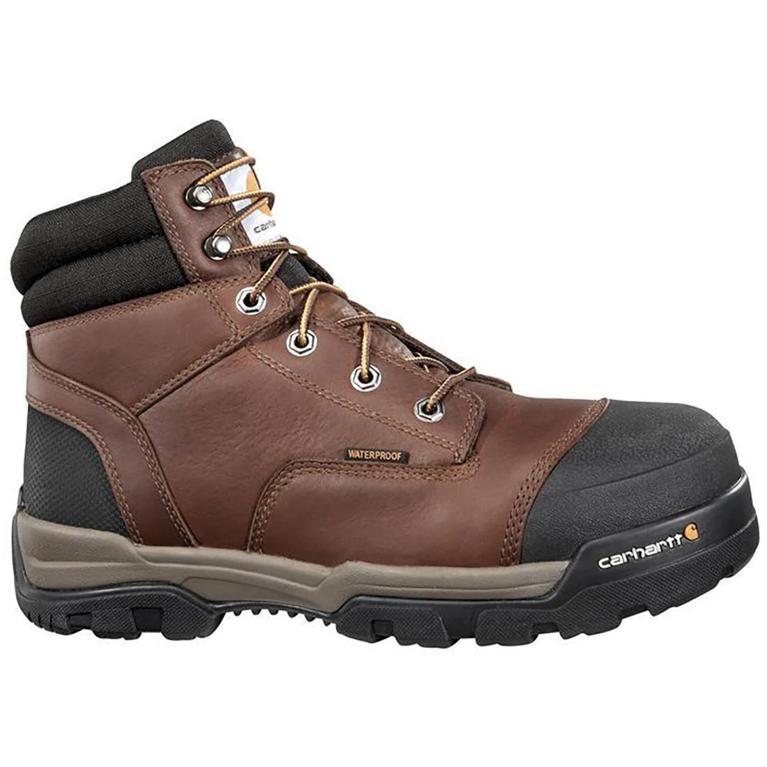 6" Ground Force Waterproof Composite Toe Work Boot Red Brown