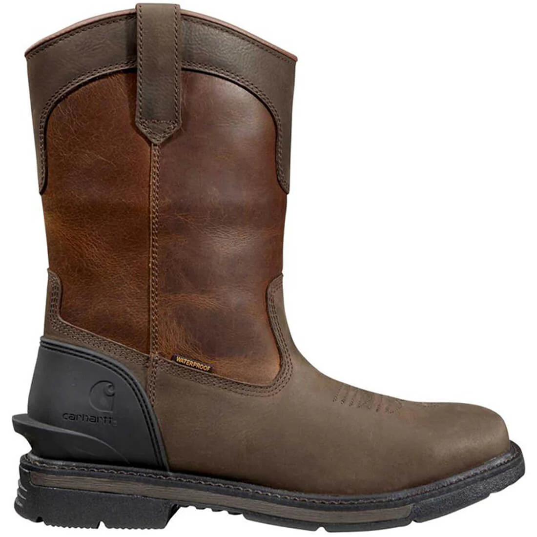 11" Montana Steel-Toe Waterproof Square Toe Wellington Pull-On Work Boot Dark Red Brown