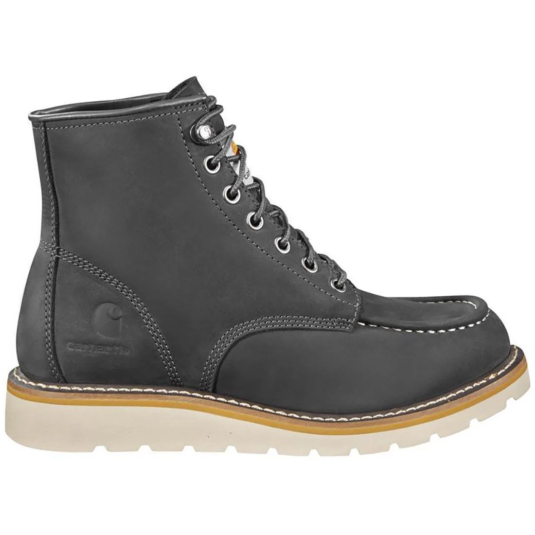 6" Women's Moc Toe Wedge Soft Toe Boot Dark Grey