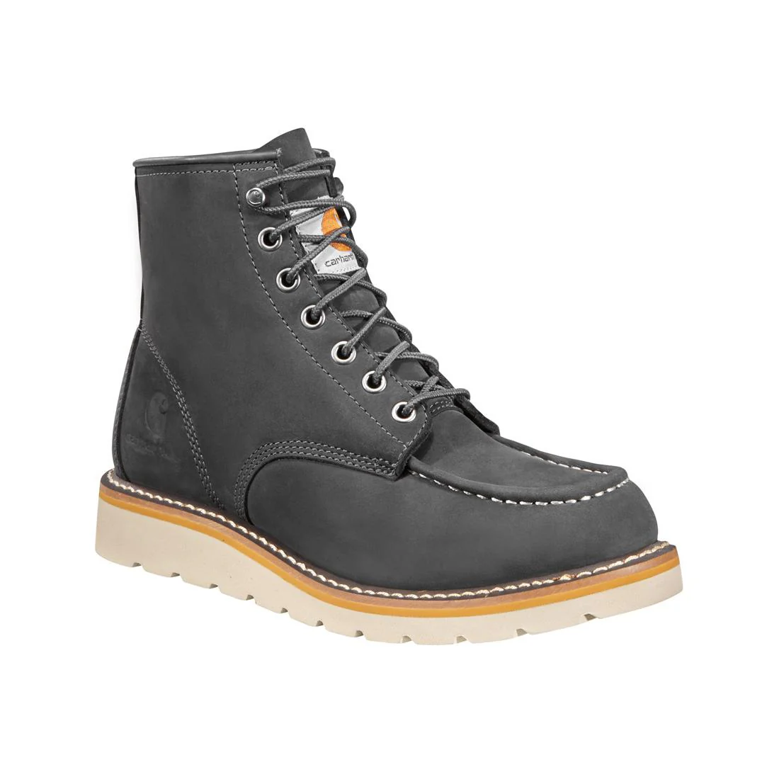 6" Women's Moc Toe Wedge Soft Toe Boot Dark Grey - Image 2