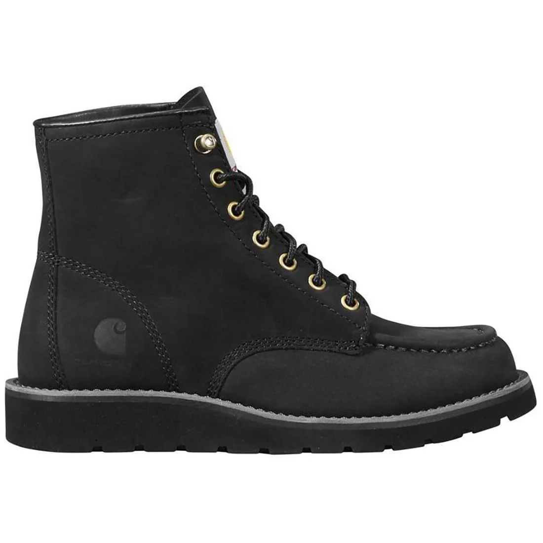 6" Women's Moc Toe Wedge Soft Toe Boot Black Nubuck FW6141-W