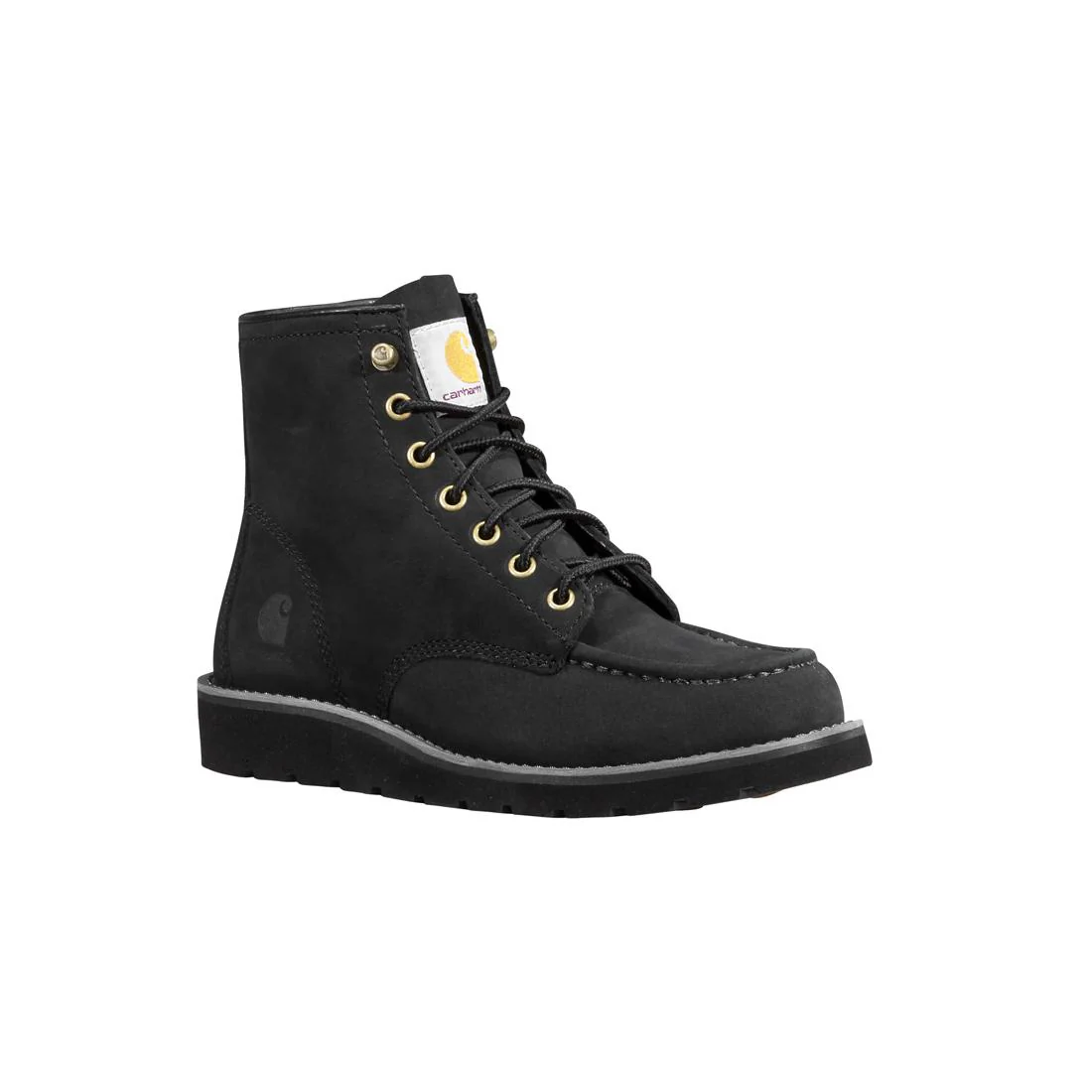 6" Women's Moc Toe Wedge Soft Toe Boot Black Nubuck FW6141-W - Image 2