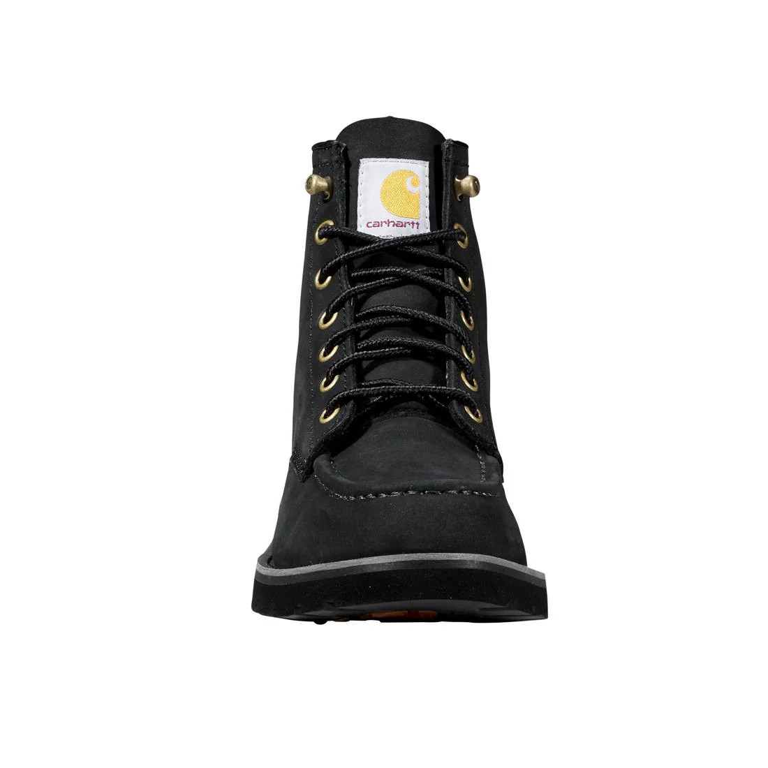 6" Women's Moc Toe Wedge Soft Toe Boot Black Nubuck FW6141-W - Image 4