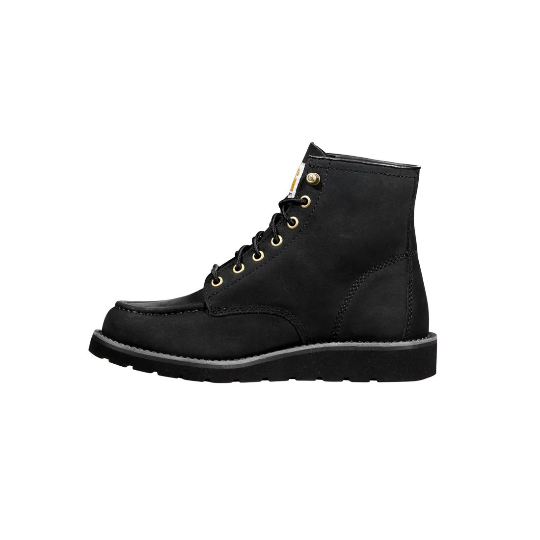 6" Women's Moc Toe Wedge Soft Toe Boot Black Nubuck FW6141-W - Image 6