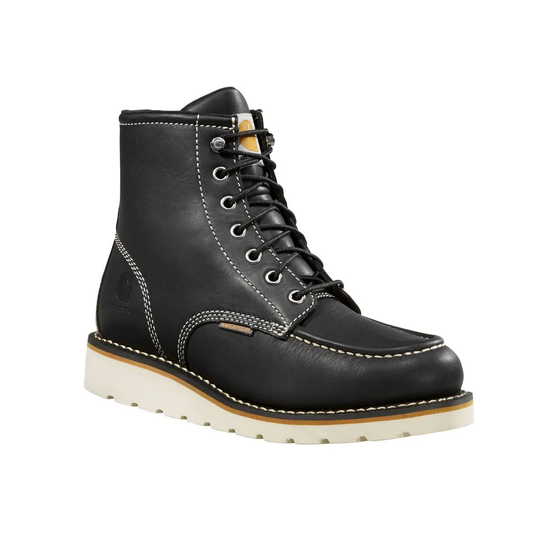6" Women's Waterproof Moc Toe Wedge Soft Toe Work Boot Black - Image 2