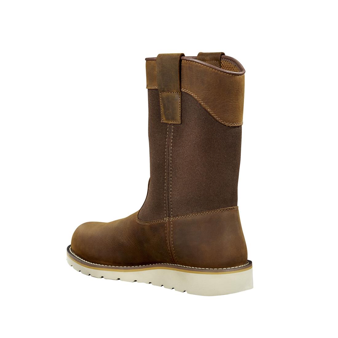10" Women's Wellington Steel-Toe Waterproof Pull-On Wedge Work Boot Brown - Image 7