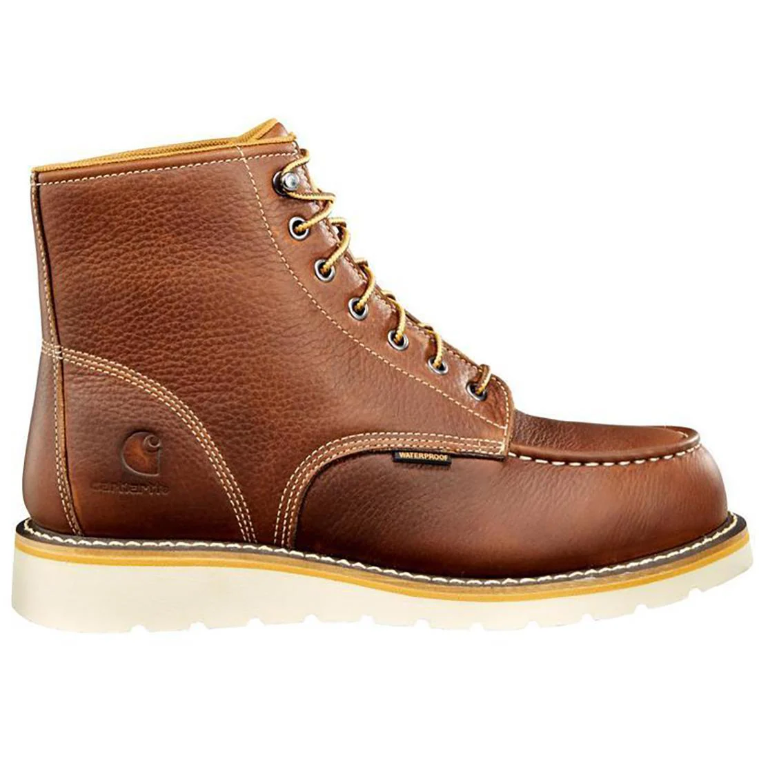 6" Waterproof Moc Wedge Steel Toe Work Boot Red Brown