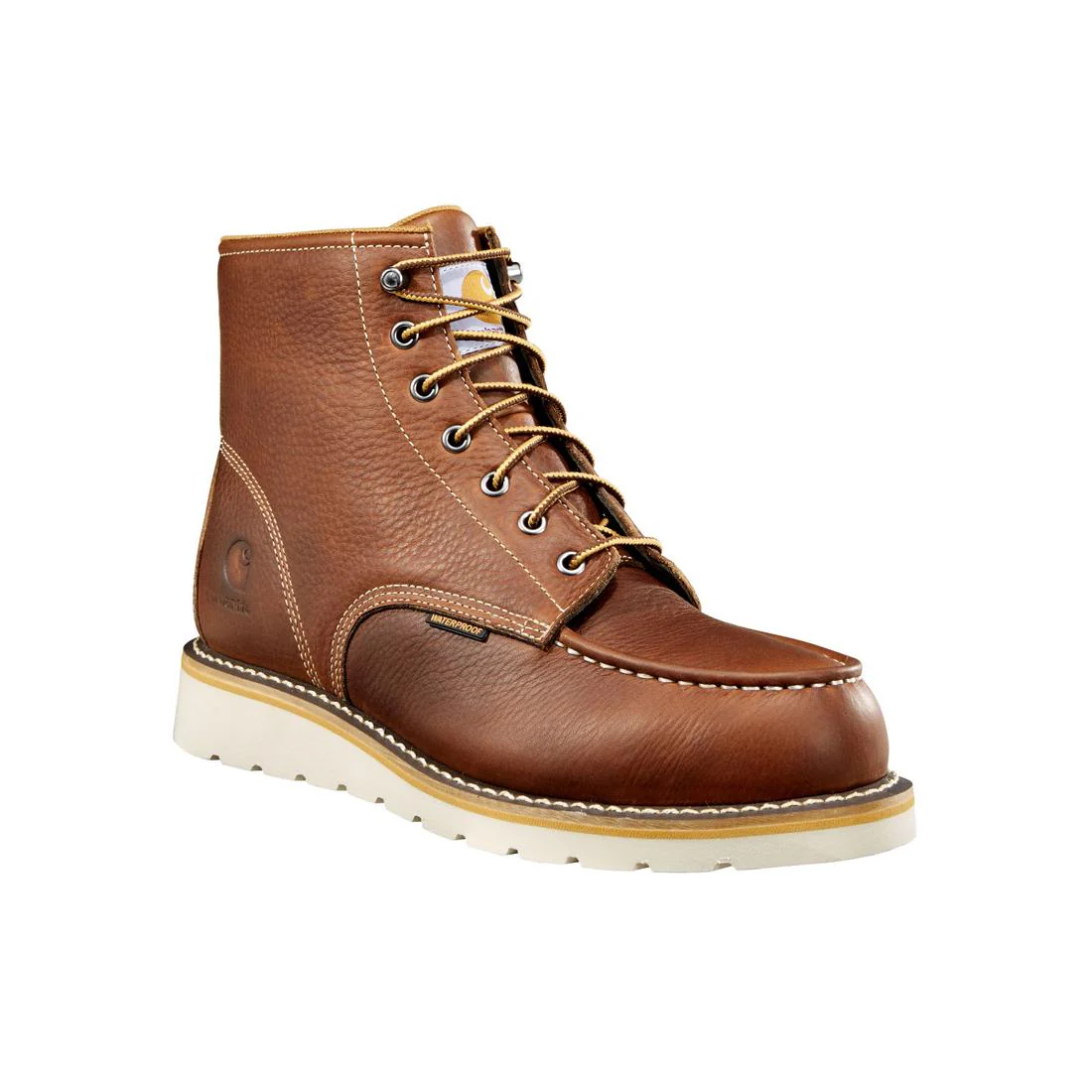6" Waterproof Moc Wedge Steel Toe Work Boot Red Brown - Image 2