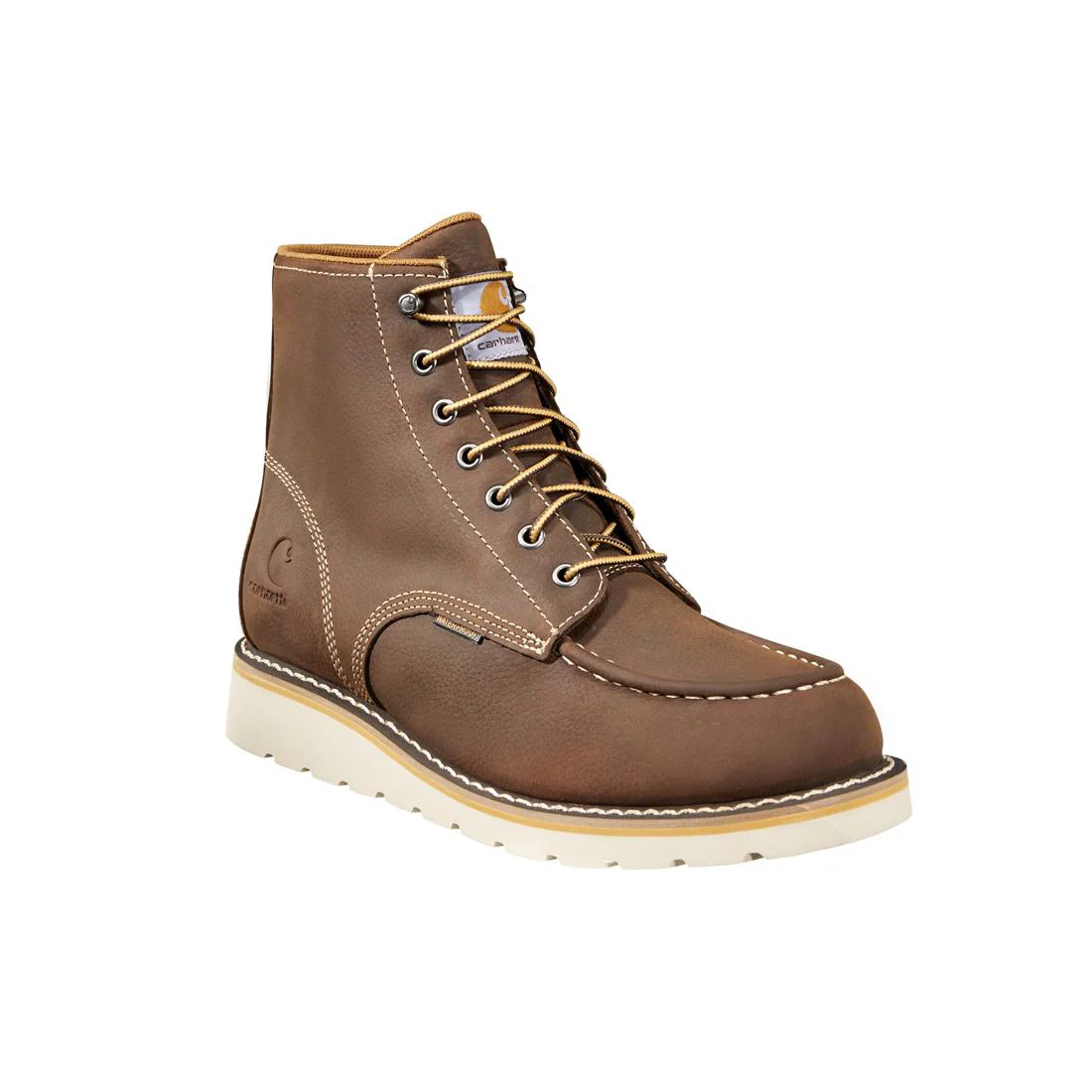 6" Waterproof Moc Toe Wedge Soft Toe Boot Dark Brown - Image 2