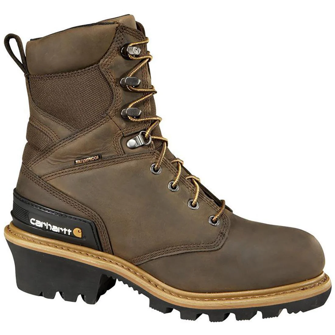 8" Waterproof Insulated Climbing Logger Composite Toe Work Boot Brown