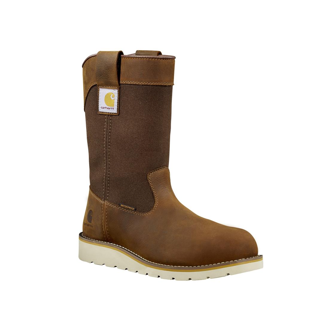 10" Wellington Wedge Steel-Toe Waterproof Pull-On Work Boot Brown - Image 2