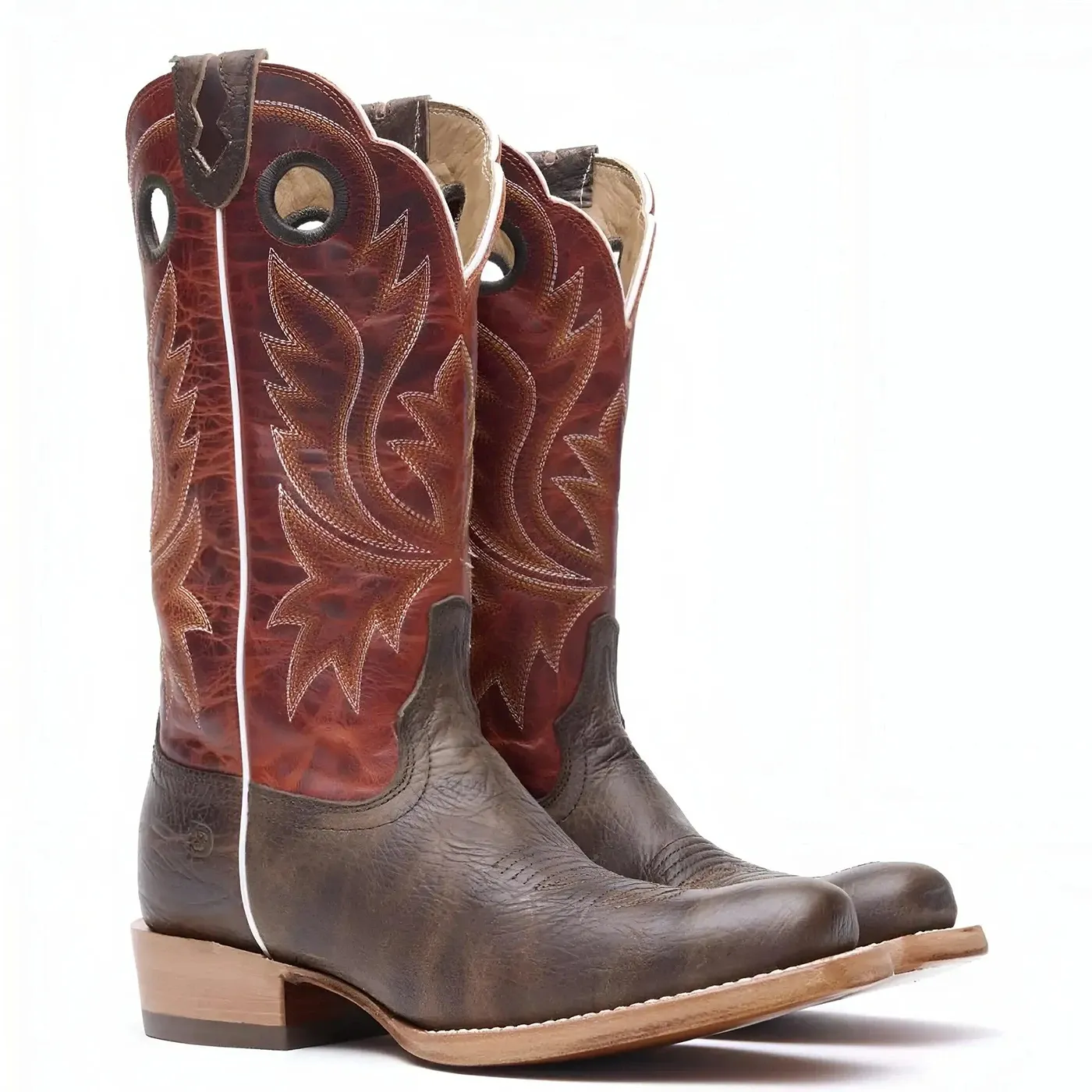 PRCA Collection Shrunken Bullhide Western Boot Nicotine & Burnt Sienna - Image 3