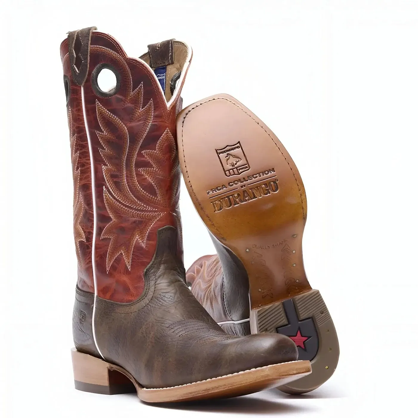 PRCA Collection Shrunken Bullhide Western Boot Nicotine & Burnt Sienna - Image 4