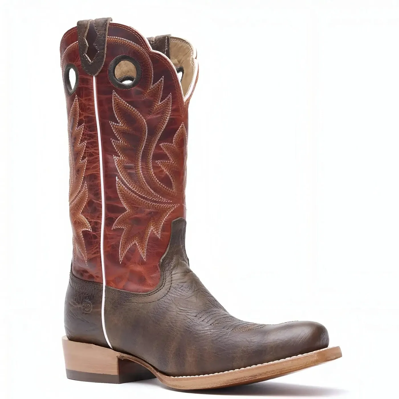 PRCA Collection Shrunken Bullhide Western Boot Nicotine & Burnt Sienna - Image 5