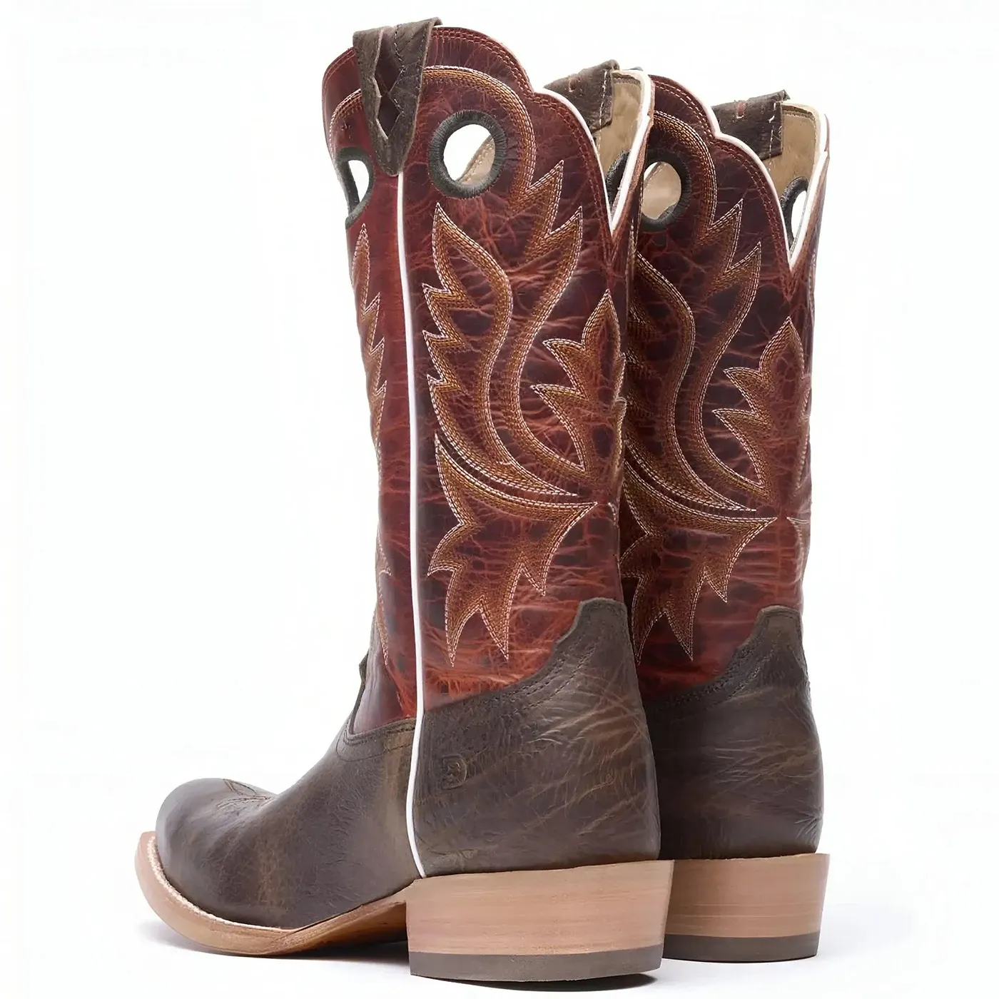 PRCA Collection Shrunken Bullhide Western Boot Nicotine & Burnt Sienna - Image 6