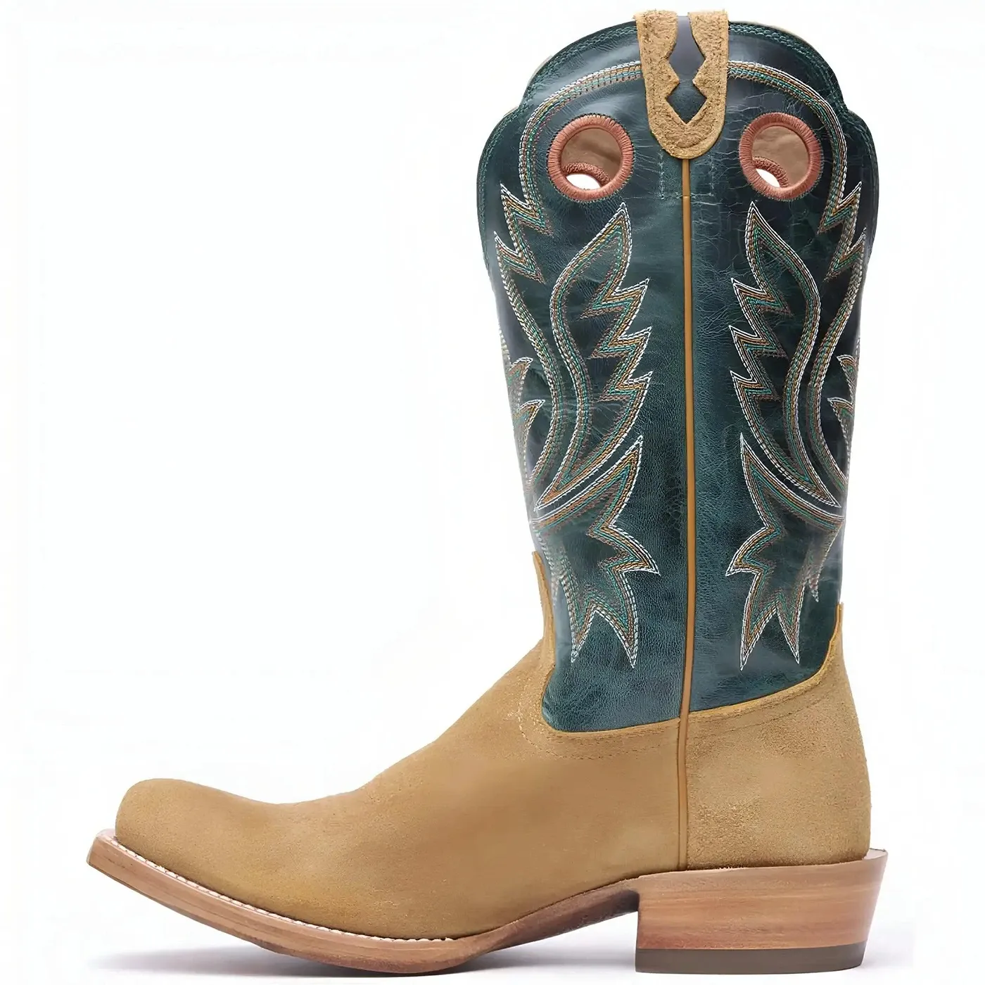 PRCA Roughout Western Boot Goldenrod And Deep Teal - Image 3