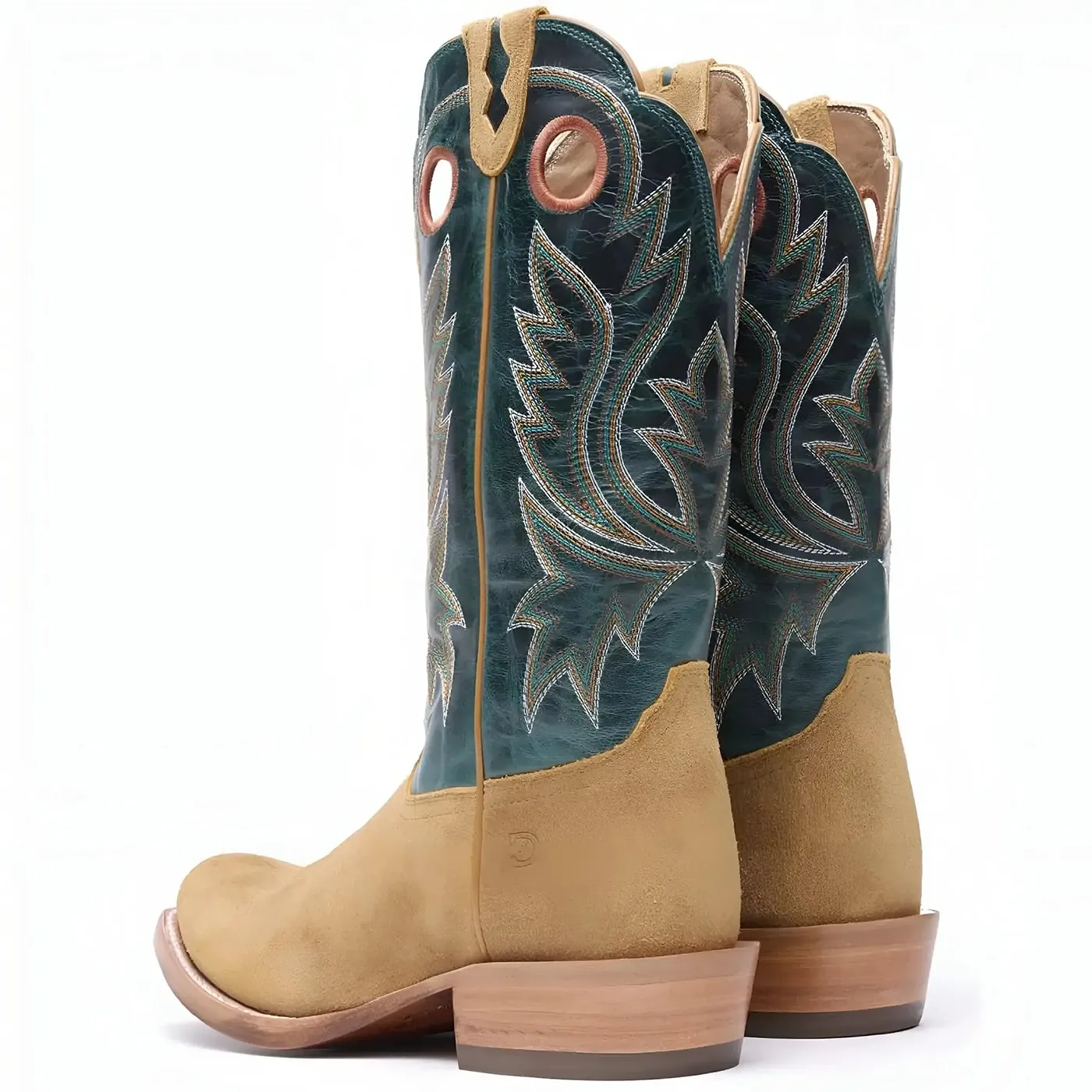 PRCA Roughout Western Boot Goldenrod And Deep Teal - Image 4