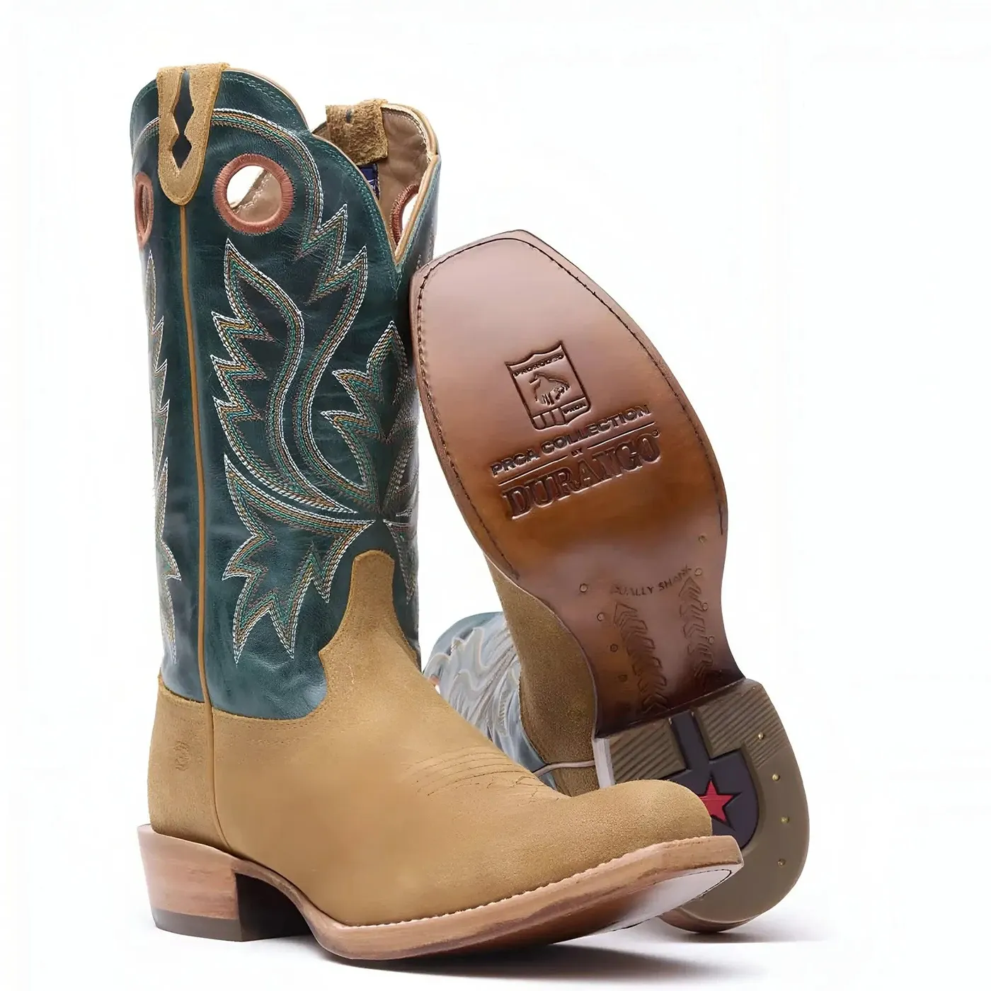 PRCA Roughout Western Boot Goldenrod And Deep Teal - Image 6