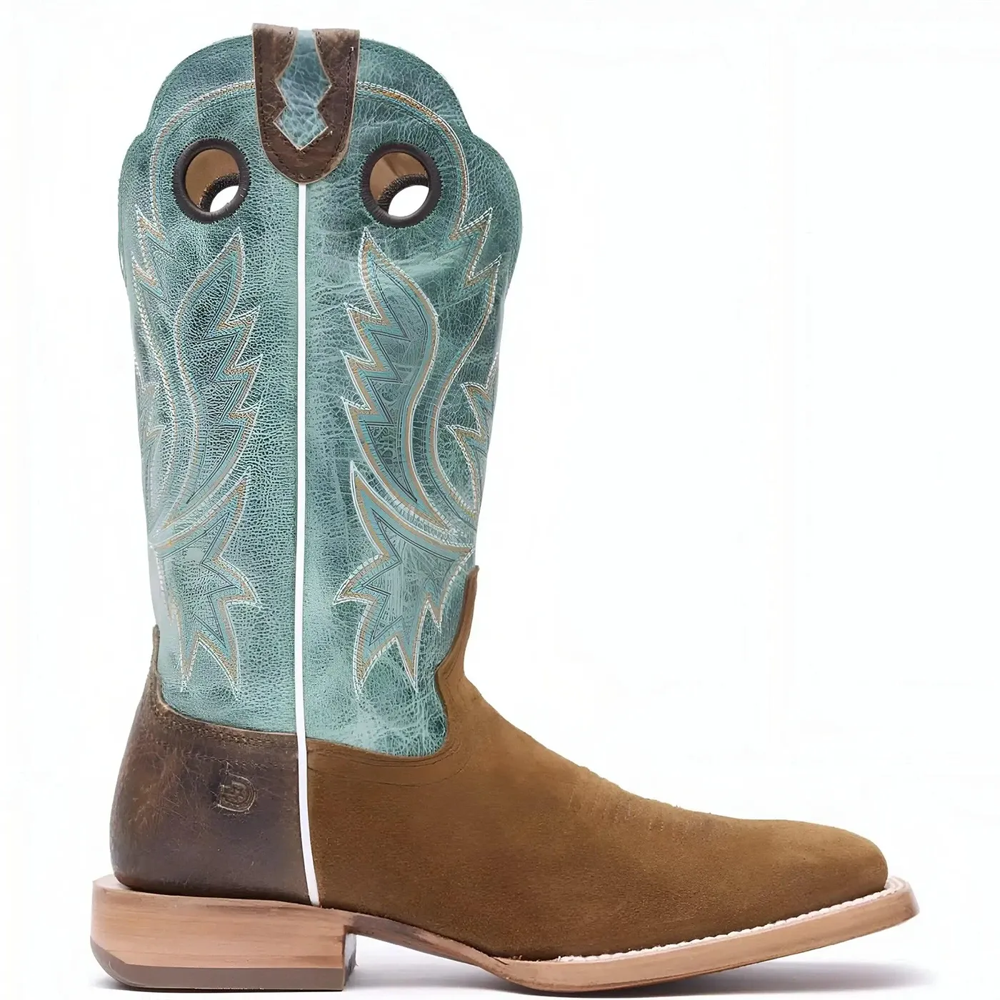 PRCA Roughout Western Boot whiskey Tobacco And Aqua