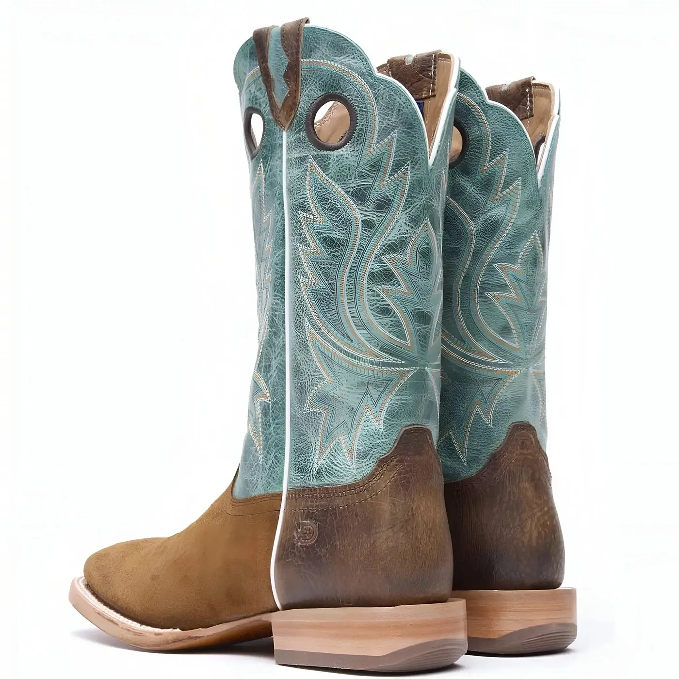 PRCA Roughout Western Boot whiskey Tobacco And Aqua - Image 3