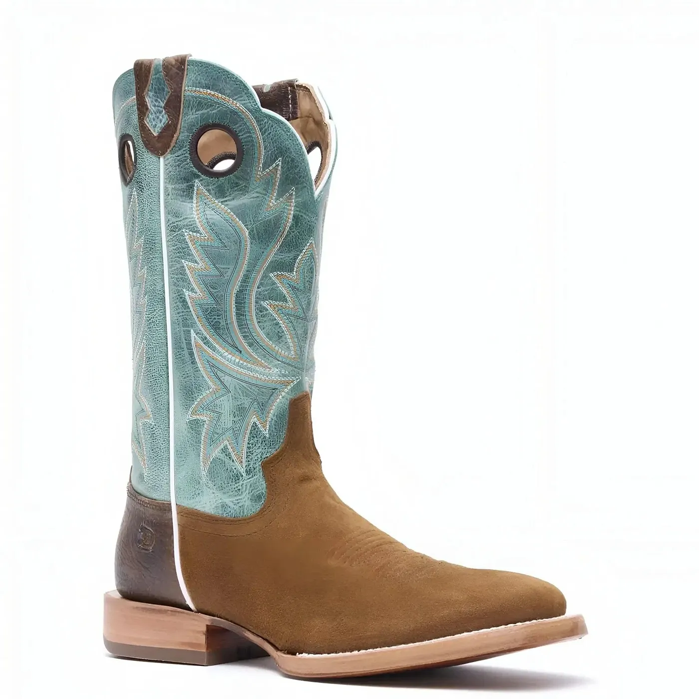 PRCA Roughout Western Boot whiskey Tobacco And Aqua - Image 5