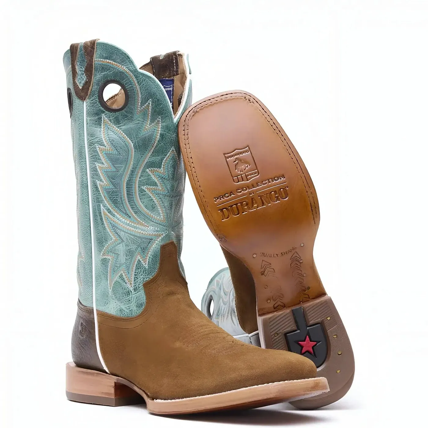 PRCA Roughout Western Boot whiskey Tobacco And Aqua - Image 6