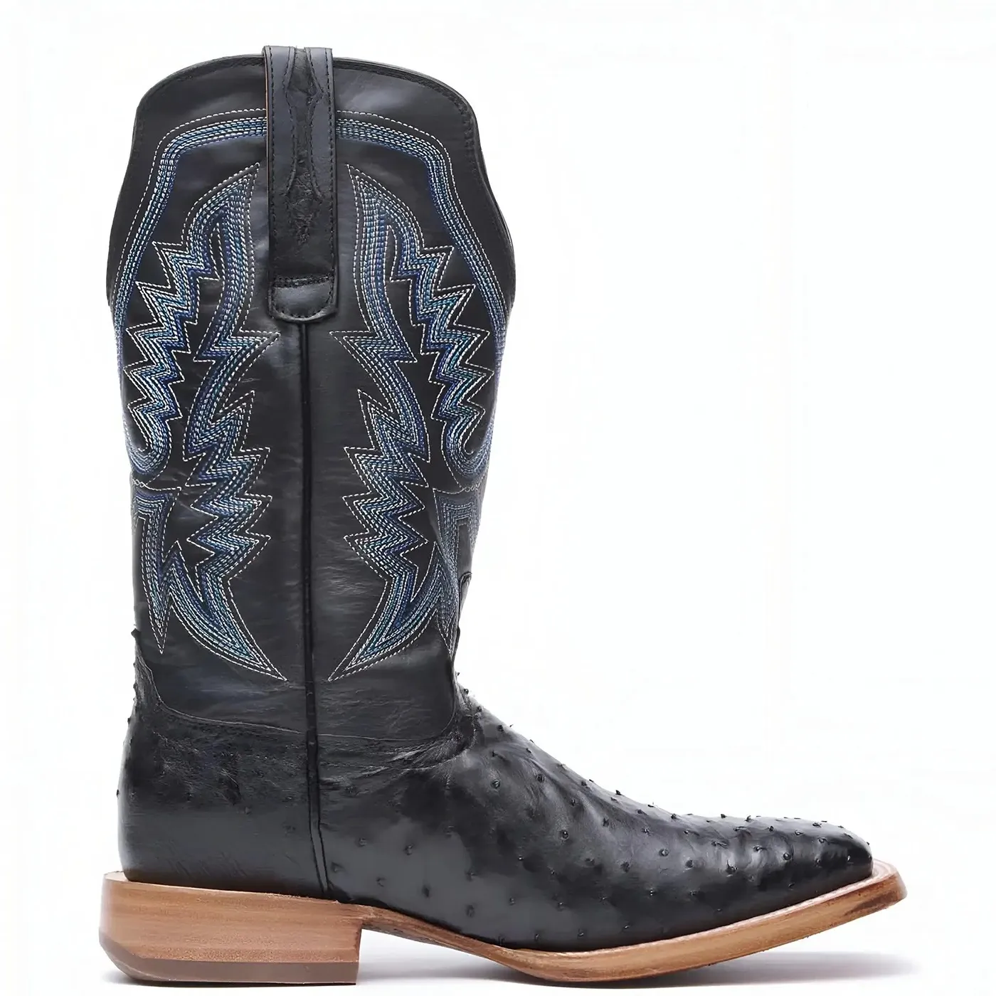 PRCA Collection Full-Quill Ostrich Western Boot Black