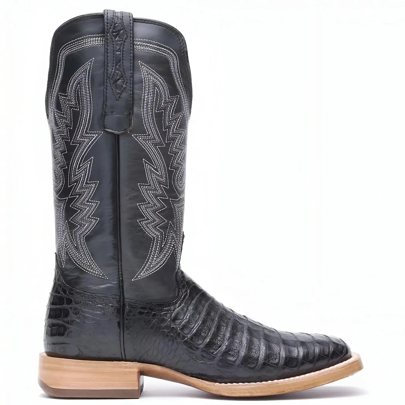 PRCA Collection Caiman Belly Western Boot Black