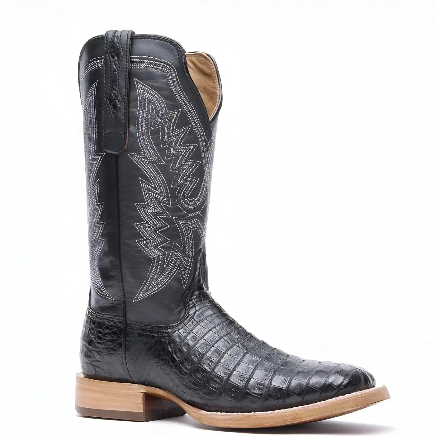 PRCA Collection Caiman Belly Western Boot Black - Image 6
