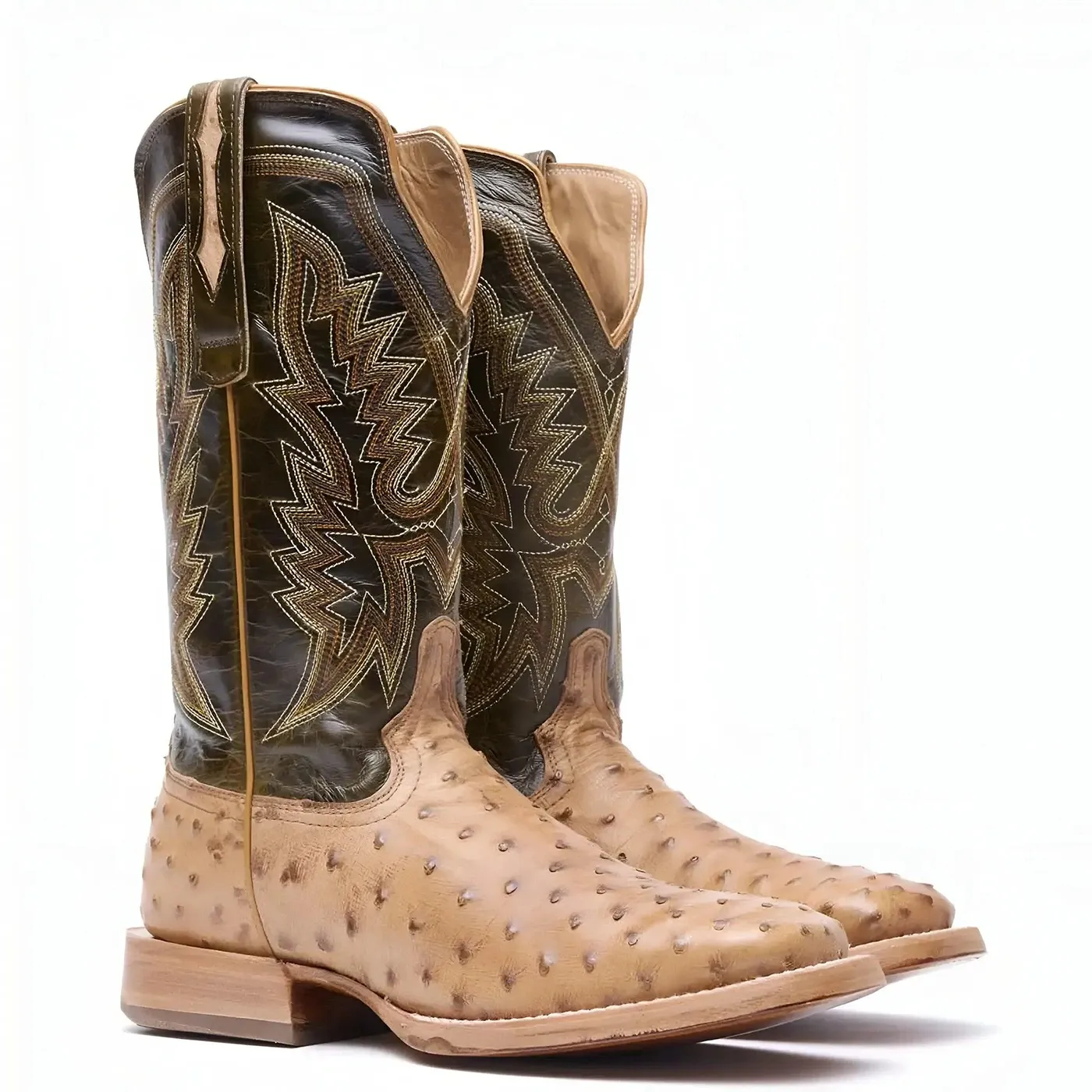 PRCA Collection Full-Quill Ostrich Western Boot Antiqued Saddle - Image 4
