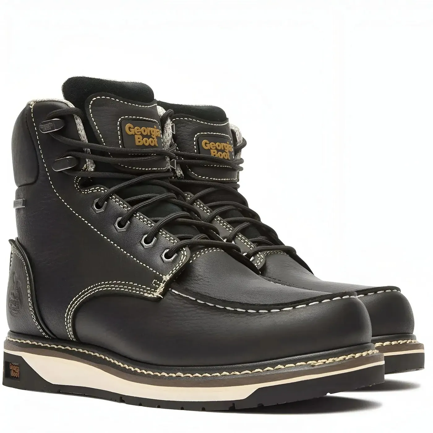 AMP LT Wedge Waterproof Moc-Toe Work Boot Black