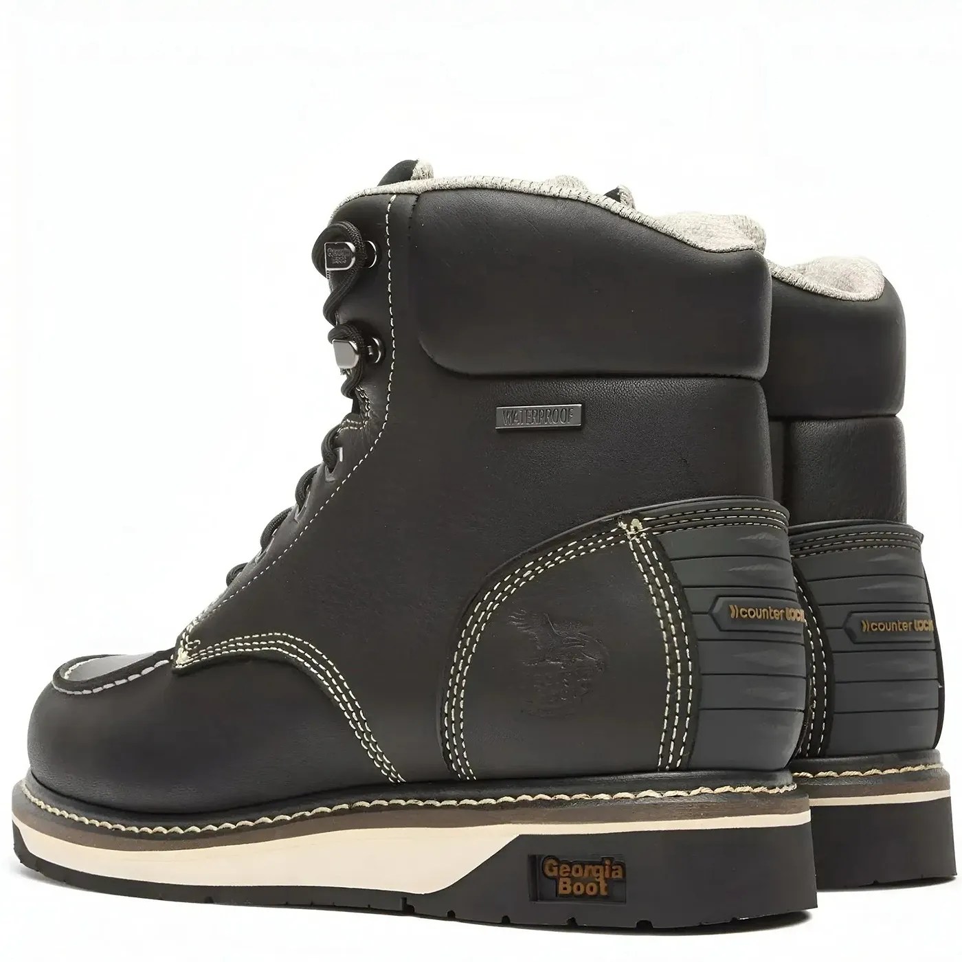 AMP LT Wedge Waterproof Moc-Toe Work Boot Black - Image 4