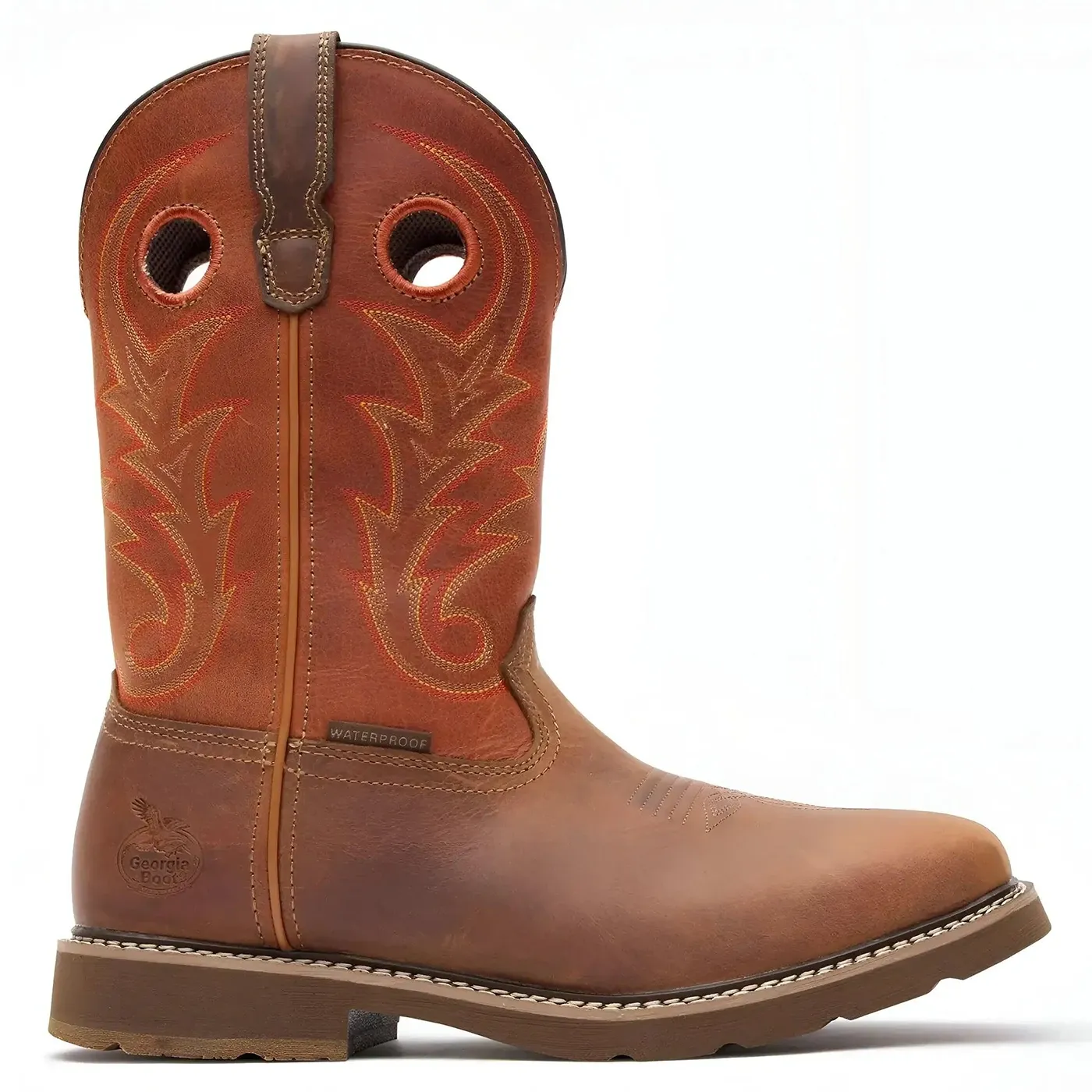 Core 37 Western 11" Waterproof Pull-On Work Boot Brown Rust - Image 2