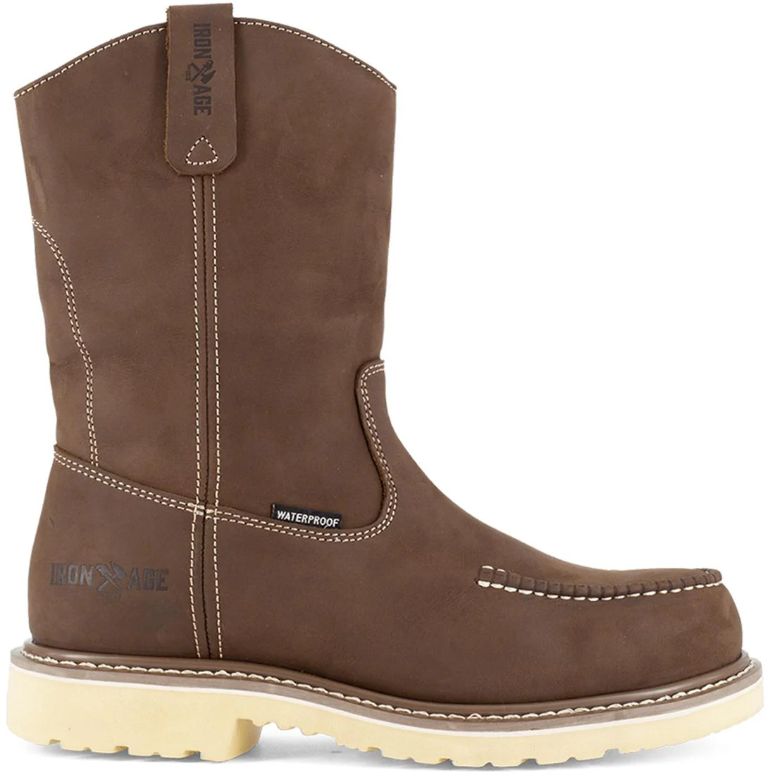 Solidifier Composite-Toe 11 Inch Pull-On Moc Toe Waterproof Work Boot Brown