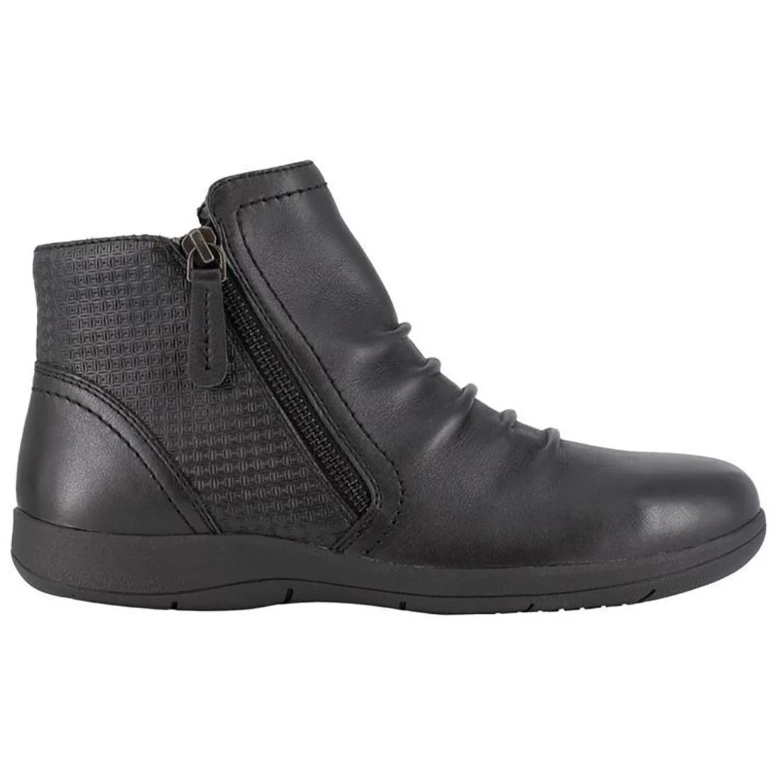 Women's Daisy Work Alloy-Toe Ruched Work Bootie Black