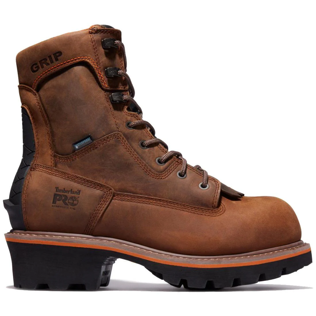 Evergreen 8 Inch Composite-Toe Waterproof Logger Work Boot Brown