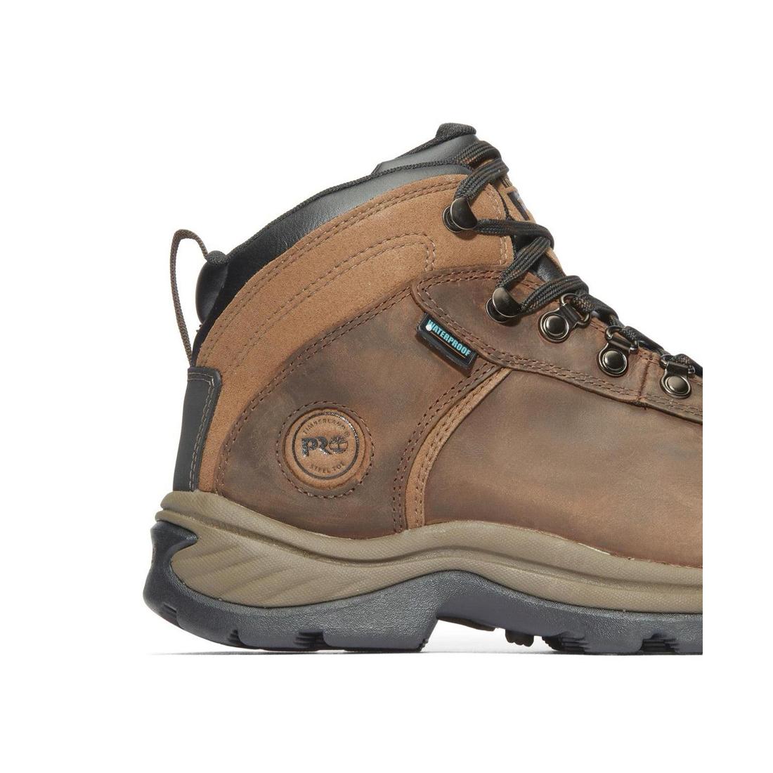 Flume Steel-Toe Waterproof Hiker Work Boot Brown - Image 7