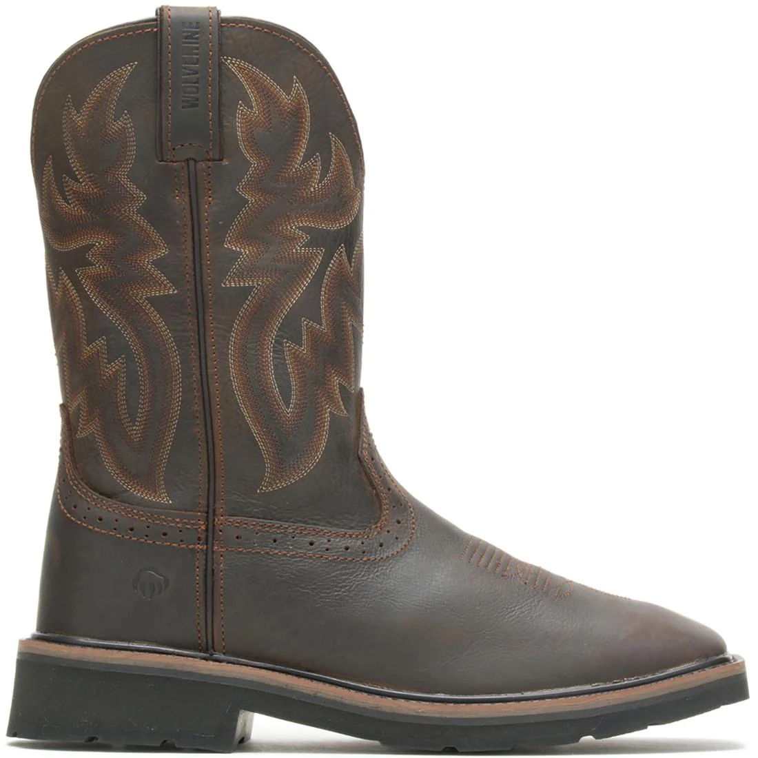 Rancher Soft-Toe Pull-On Wellington Square Toe Work Boot Dark Brown/rust