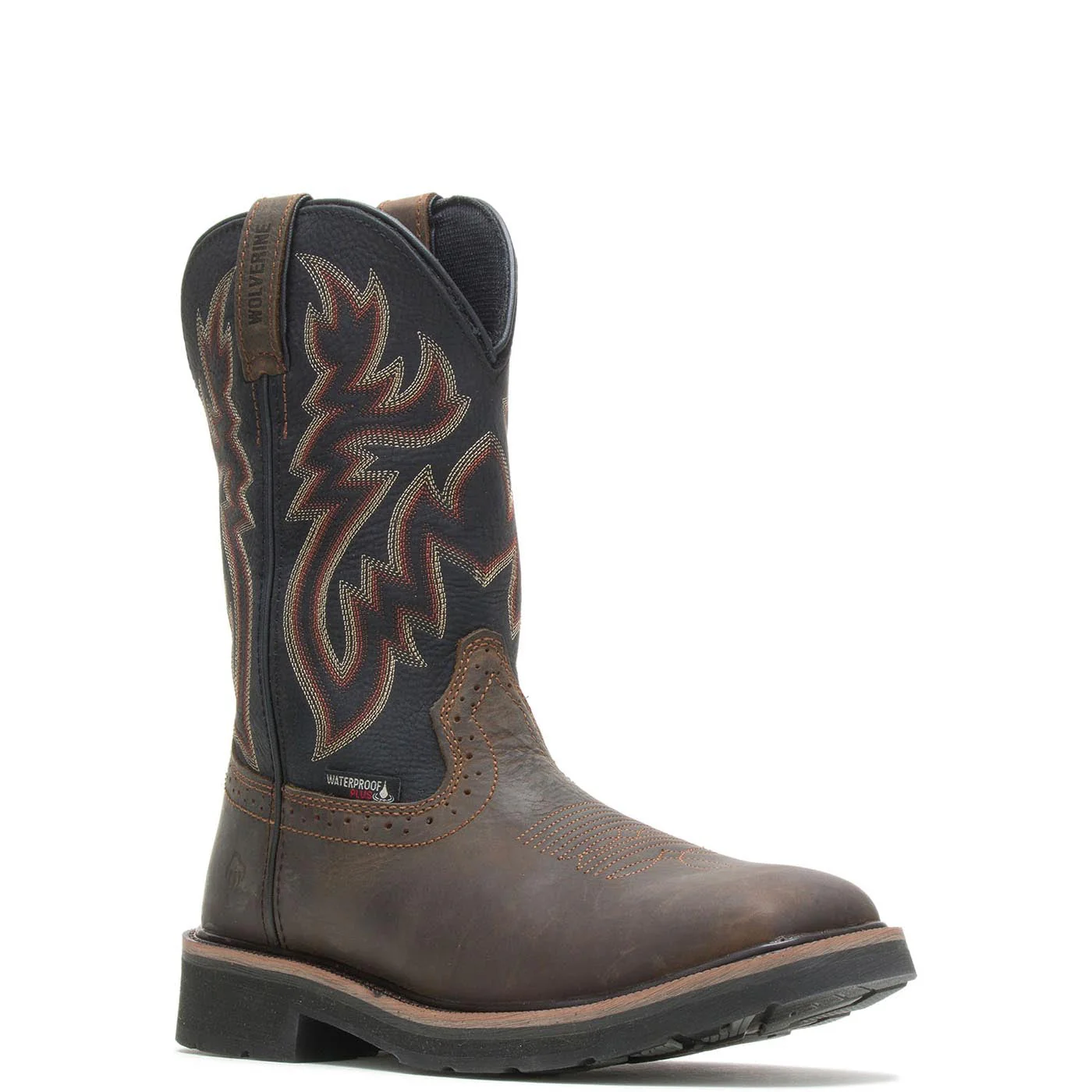 Rancher Soft-Toe Waterproof Pull-On Wellington Work Boot Black/Brown - Image 2