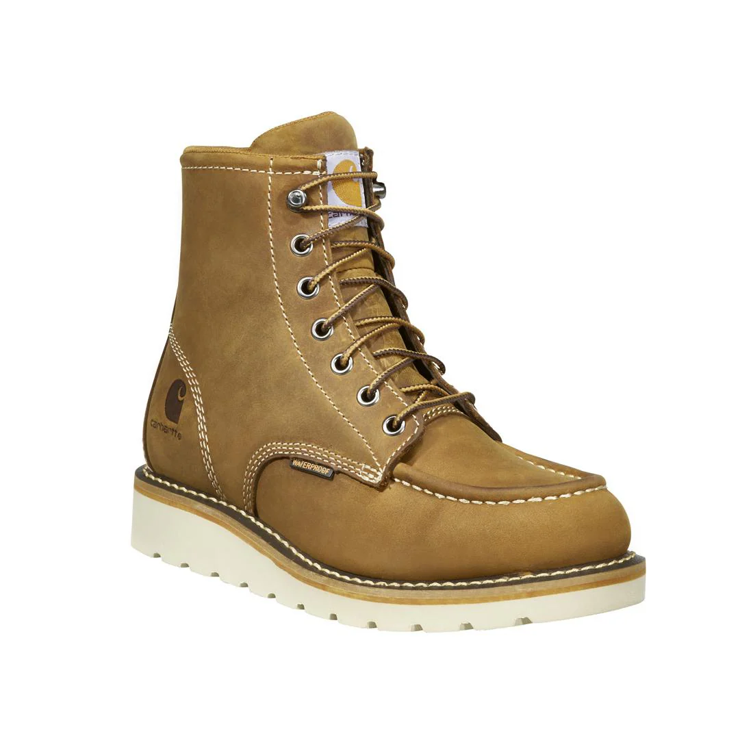 6" Women's Waterproof Moc Toe Wedge Soft Toe Boot Light Brown - Image 2
